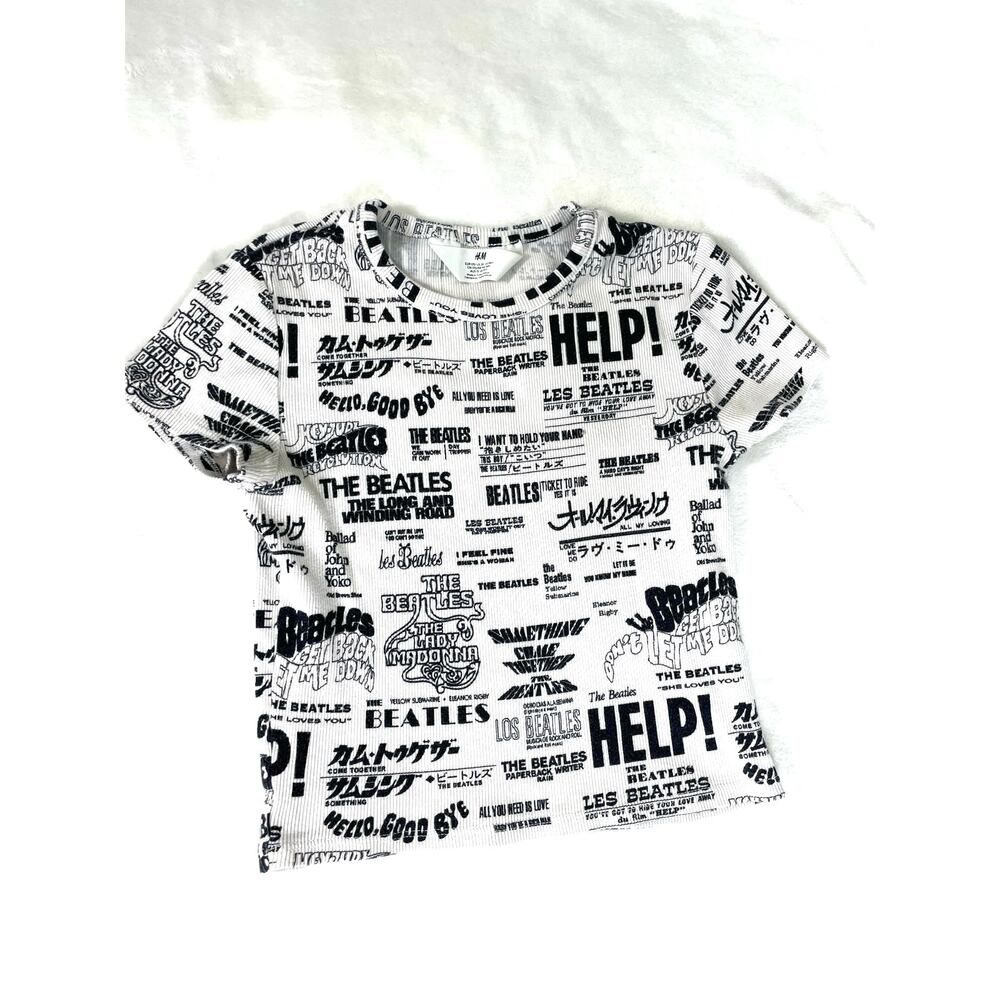 The Beatles All Over Print Crop Tee H&M 14Y